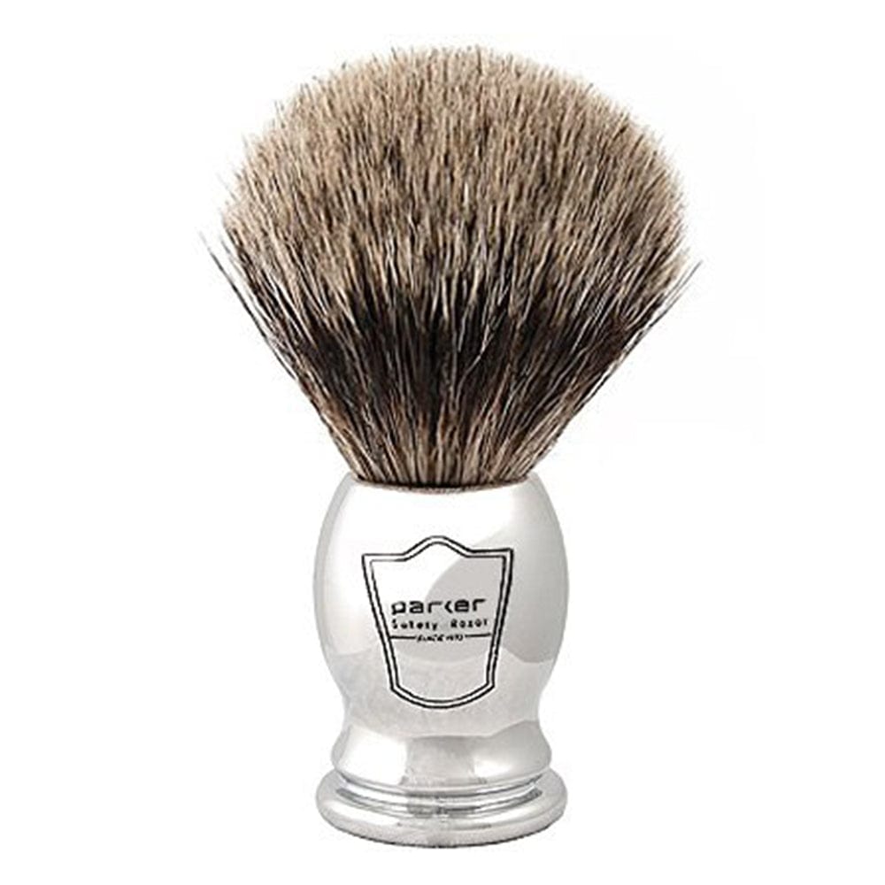 Parker Chrome Handled Pure Badger Shaving Brush