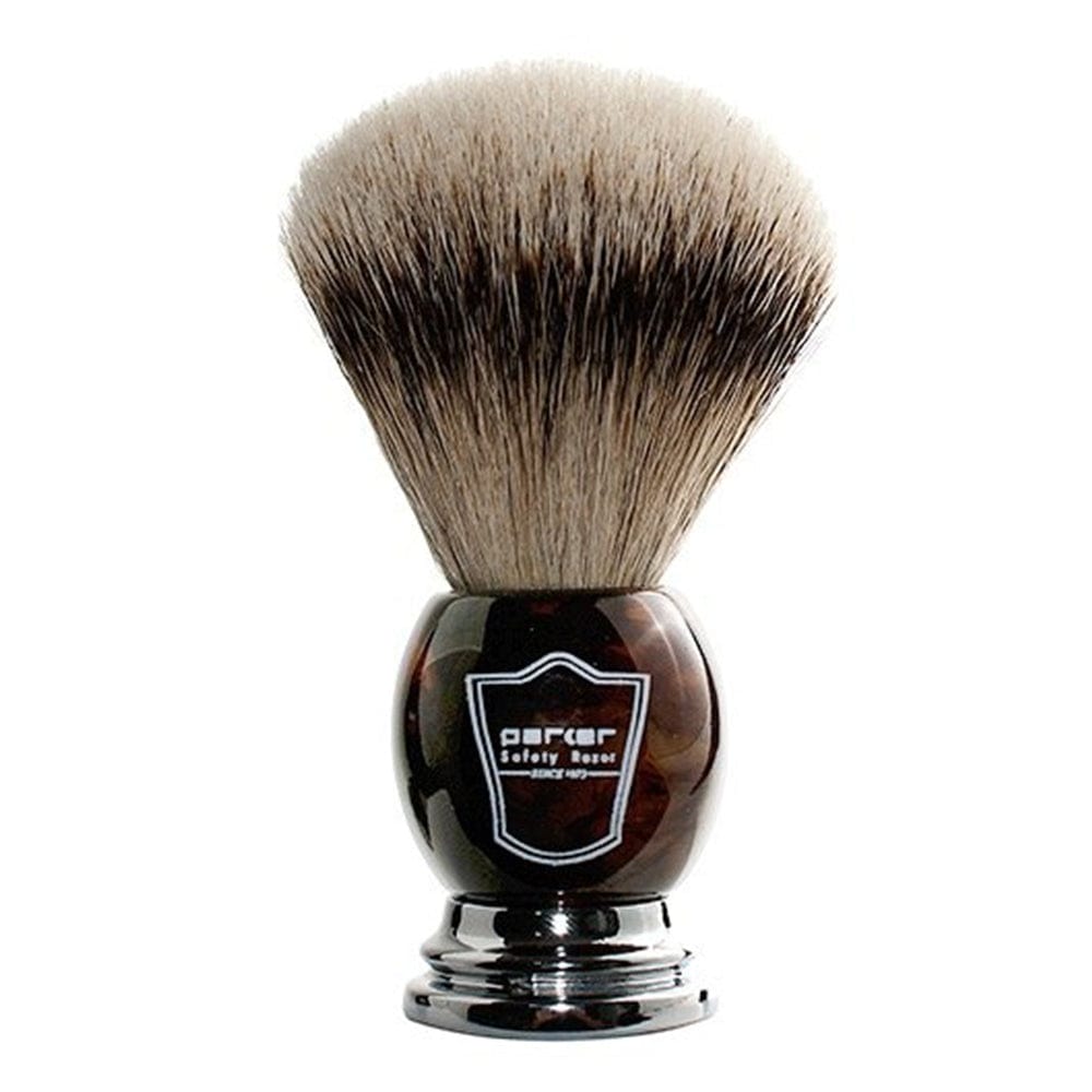 Parker Faux Horn Silvertip Badger Bristle Brush